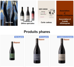 Capture d'écran boutique en ligne